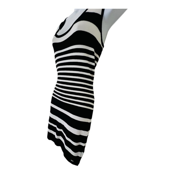 𝅺GUESS Striped black and white Sweater Tank midi Dress size L - Picture 2 of 11